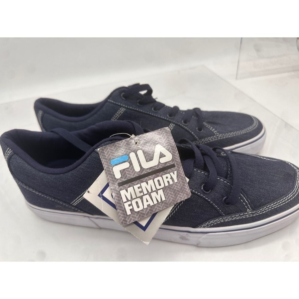 Fila Mens Memory Foam Navy Blue Denim Textile Sneakers Low Top Sz 12